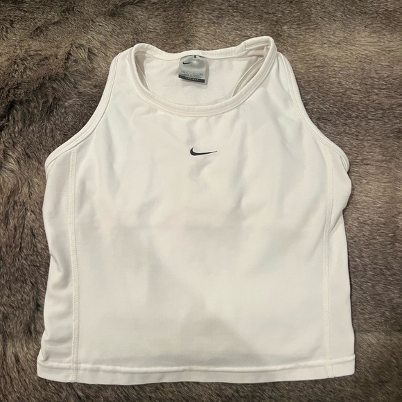 Nike Tops - Nike White Fitted Crop Tank Top